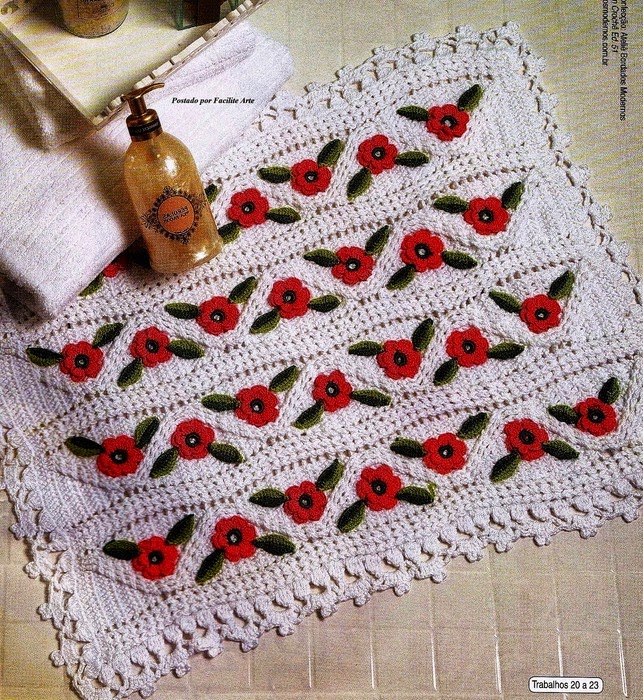 Crochet Knitting Handicraft FLOWER MAT