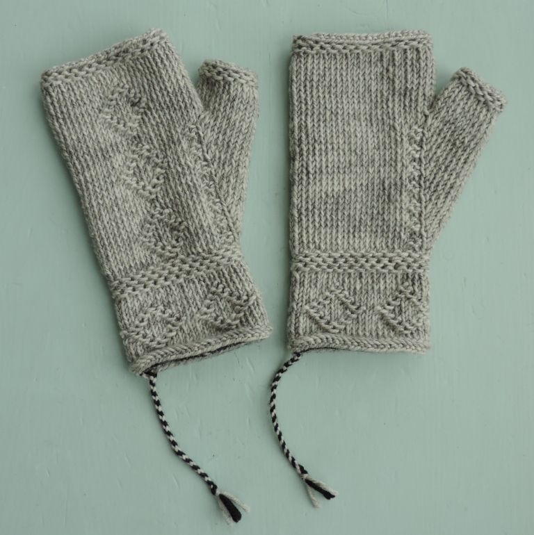 Knitting Now and Then Mitts in Twined Knitting
