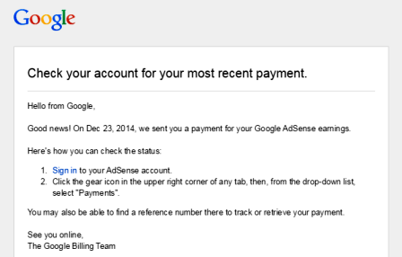 Pembayaran Google Adsense