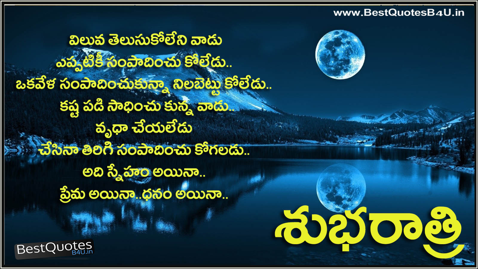 Good night Telugu Quotes with nice wallpapers | Like Share Follow