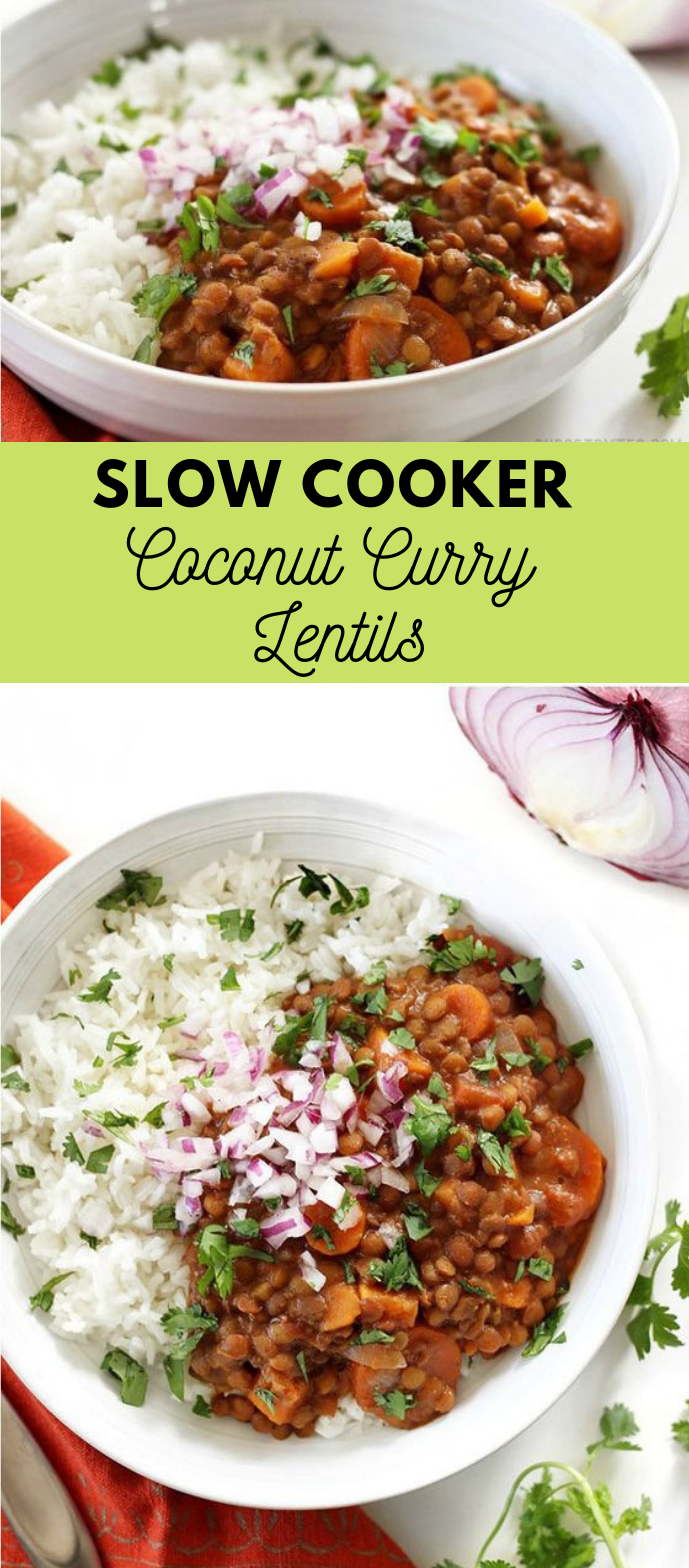 SLOW COOKER COCONUT CURRY LENTILS #delicious #healthyeating