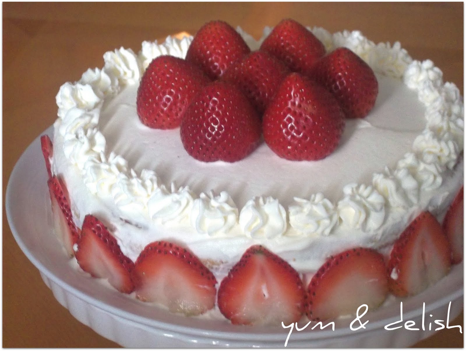 Yum & Delish Strawberries and Cream Cake