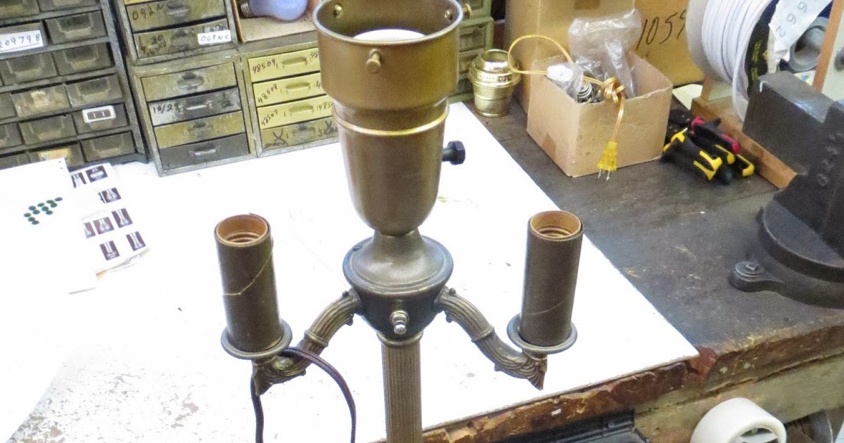 Lamp Parts and Repair | Lamp Doctor: Broken Antique Brass Reflector Type Floor  Lamp with Cluster and Mogul Socket Repaired