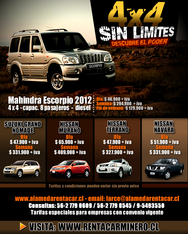 Renta Vehículos y Leasing Operativo de Flotas Todo Chile Promociones