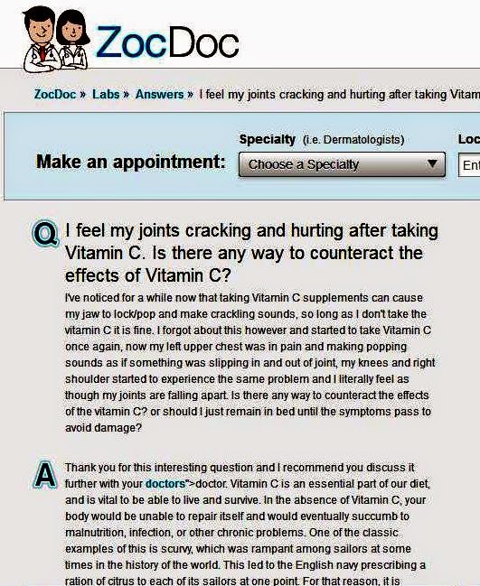 science buzz Do megadoses of Vitamin C risk damaging one's joints? Is