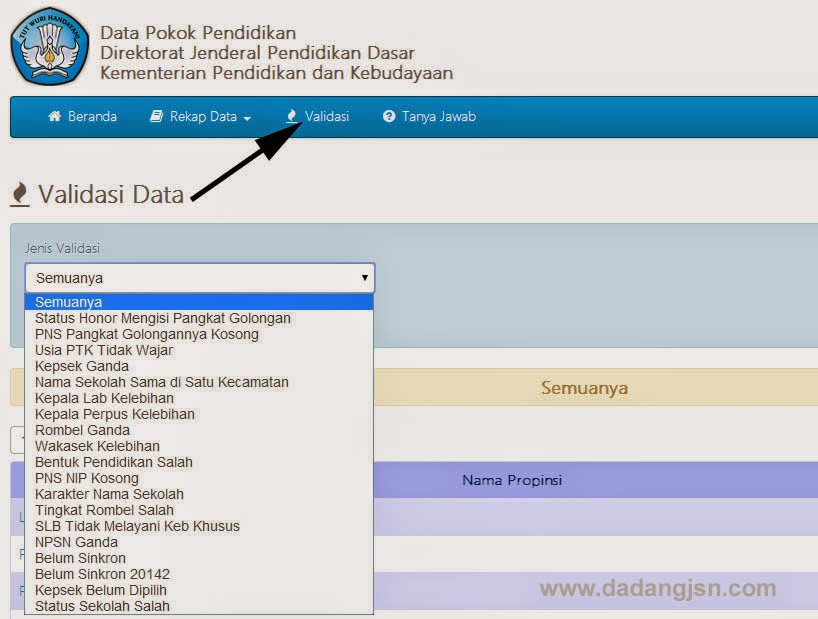 Menu Baru Dapodik Ditjen Dikdas Semester 2 Tahun 2015 Validasi Data Hasil Pengiriman Aplikasi Dapodikdas V 3 0 2 Dadang Jsn