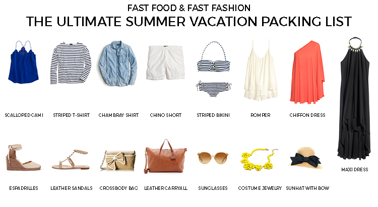Summer Vacation Packing List - Fast Food & Fast Fashion | a personal ...