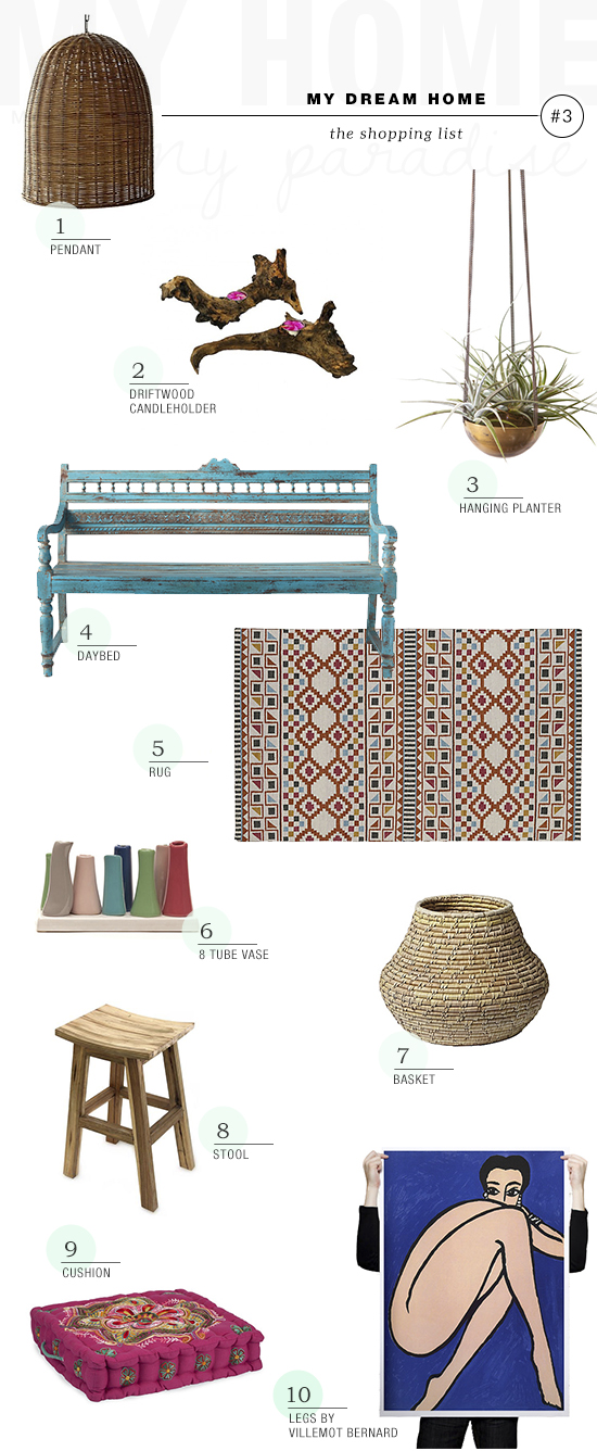 Shopping list for a bohemian county home by My Paradissi