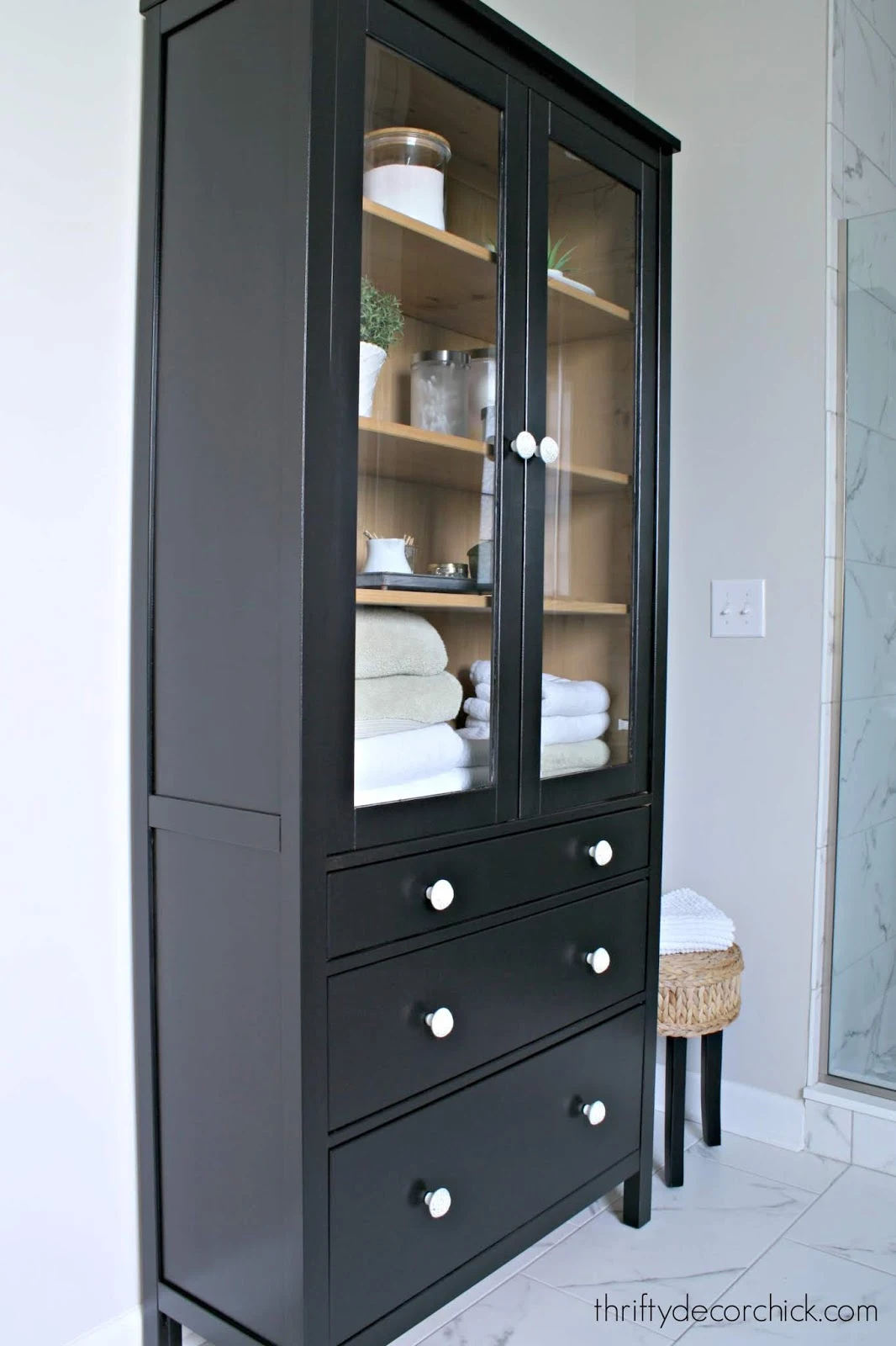 DIY two-tone black wood cabinet from IKEA