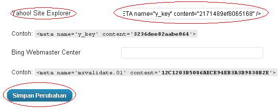 Cara Memasang Meta Tag Yahoo! di WordPress