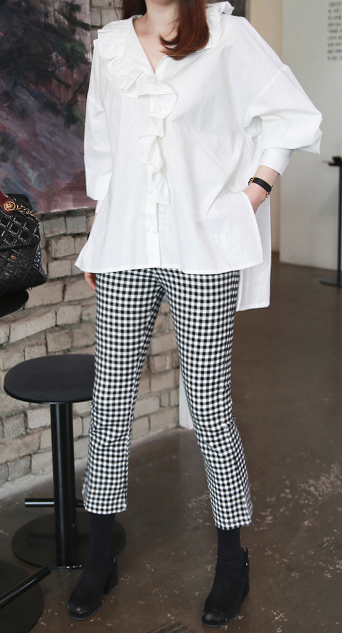 Gingham Check Cropped Pants