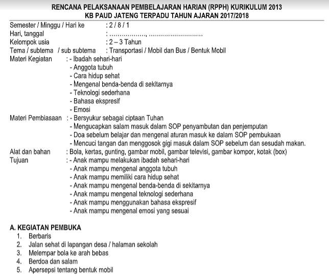 Rpph Paud Tema Kendaraan Laut Guru Paud