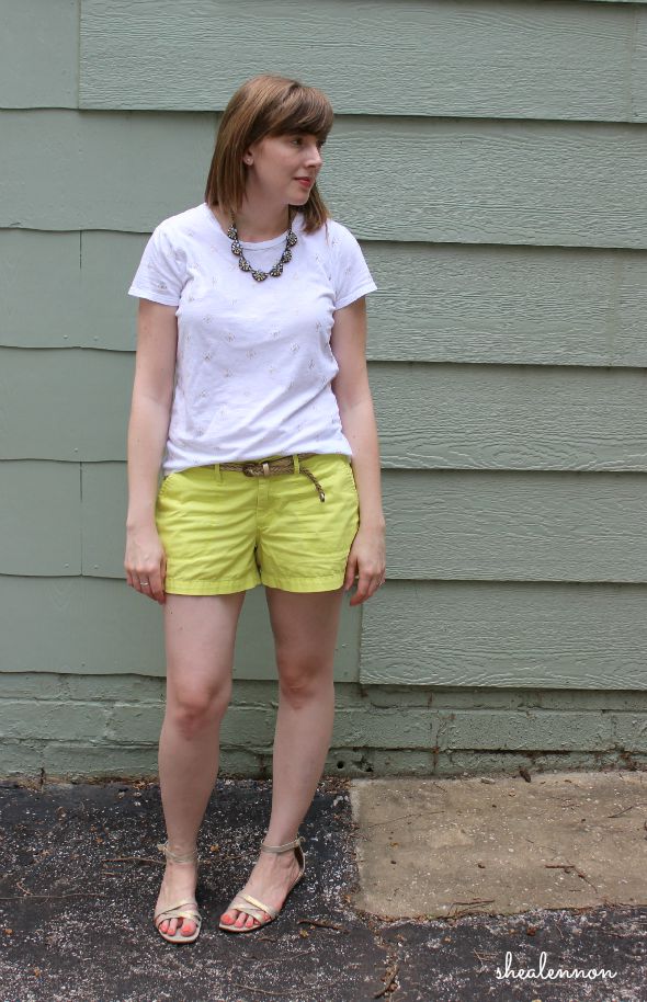 Neon yellow shorts with gold accents for summer | www.shealennon.com