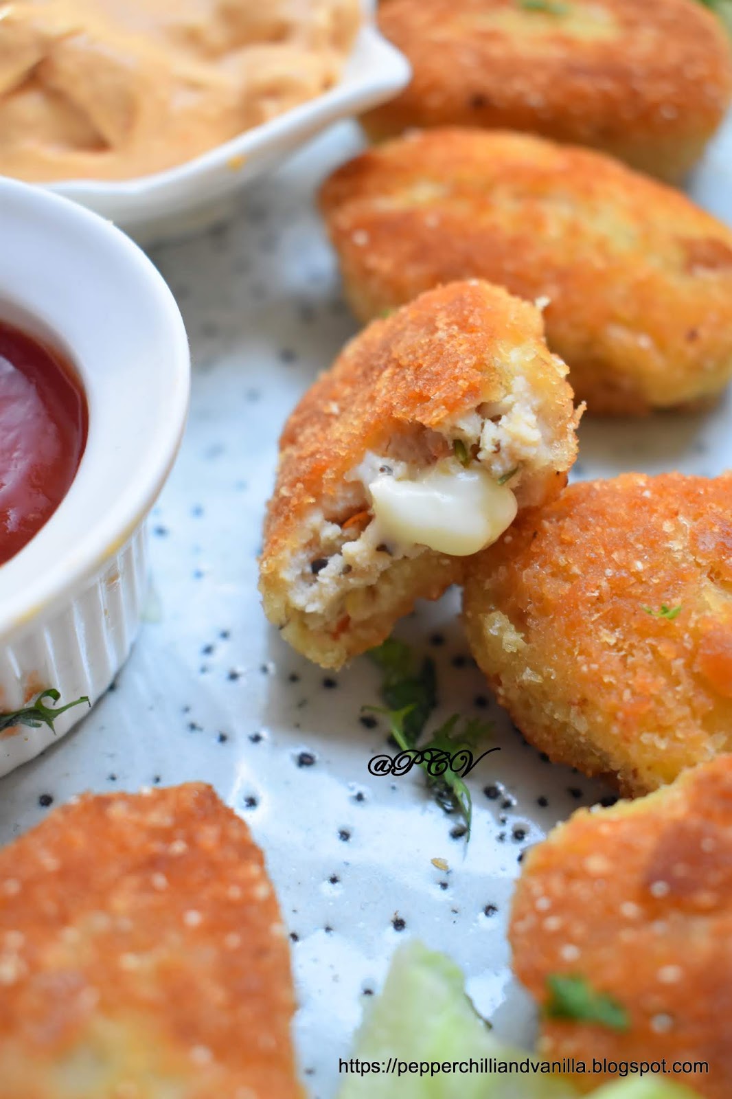 Chicken Cheese Nuggets /Homemade Chicken Cheese Nuggets Recipe Pepper