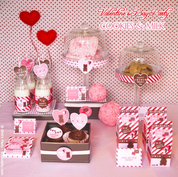 A Sweet Cookies Milk Valentine S Day Party Ideas Valentine S Day Party Ideas Pink And Red Cookieilk Printables Birdsparty