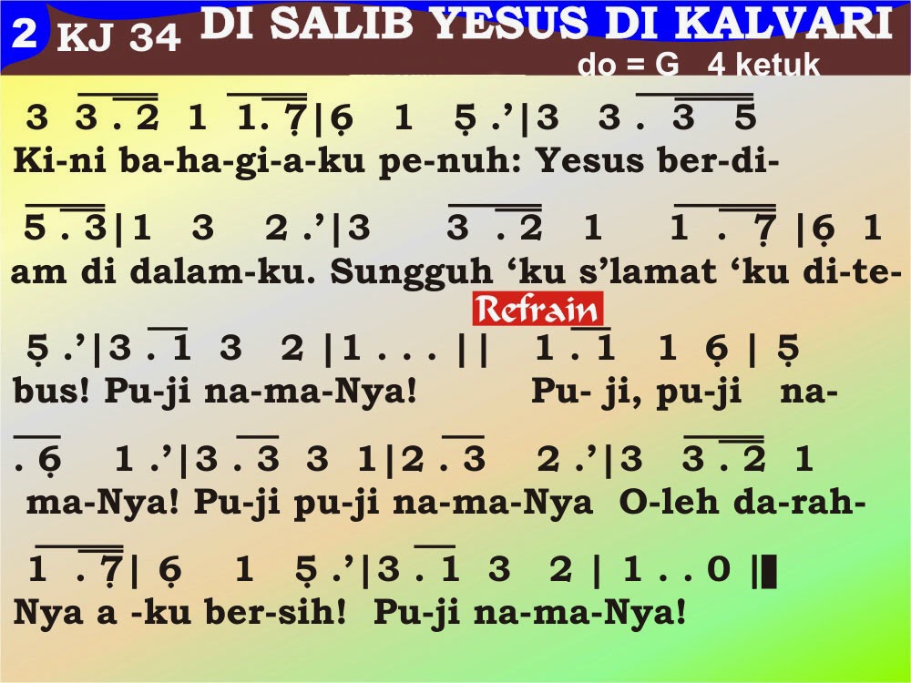 Lagu Gereja Rohani Kristen: Kidung Jemaat 034. Di Salib Yesus di Kalvari.