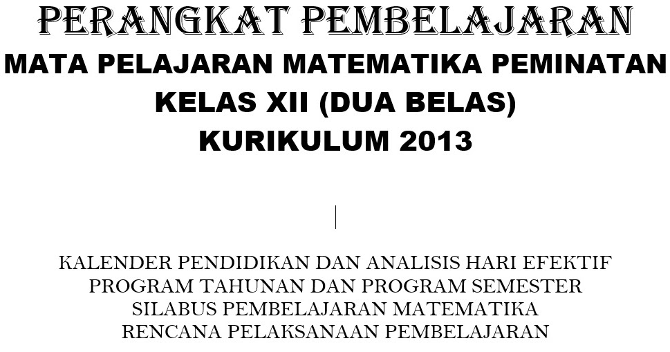 Rpp Kurikulum 2013 Mata Pelajaran Matematika Sma Defantri Com
