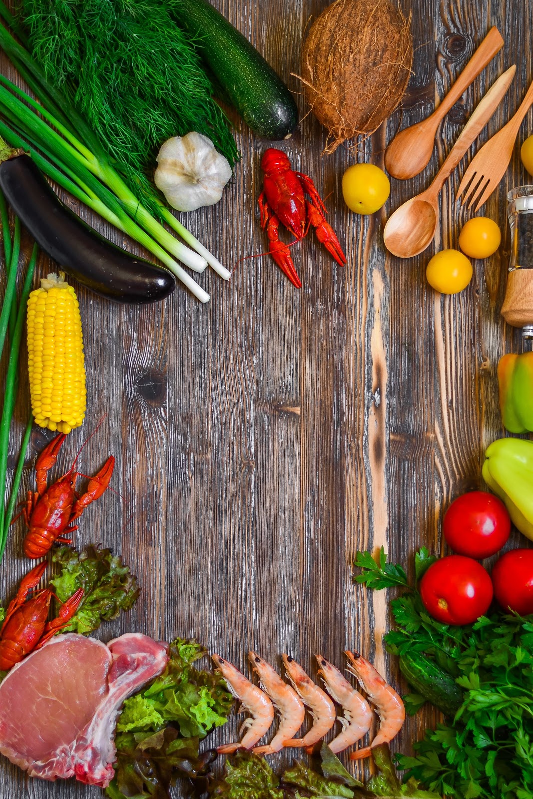 Vegetables and Tomatoes on Cutting Board Vegetables and Tomatoes on Cutting Board