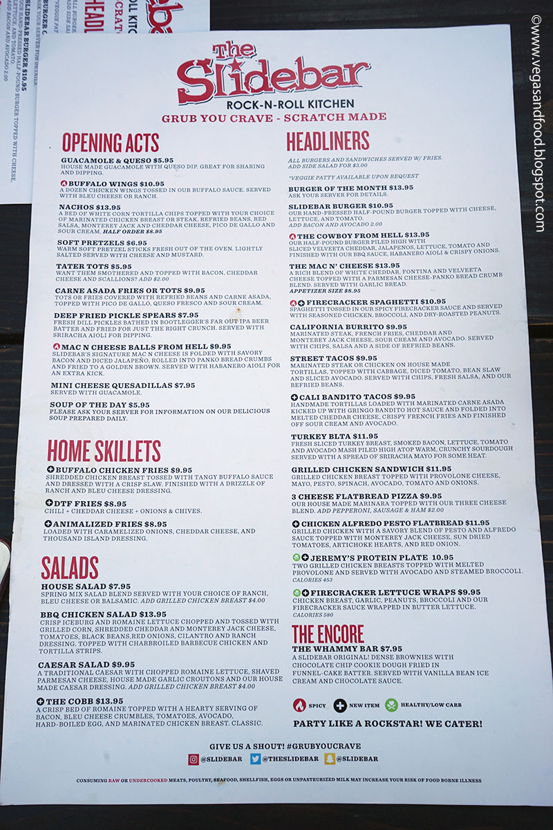 The Slidebar RocknRoll kitchen Fullerton Vegas and Food