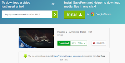 SaveFrom website to download YouTube videos