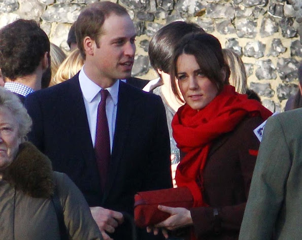 Pregnant Kate Middleton. Prince William and Catherine, Duchess of Cambridge attend christmas day service