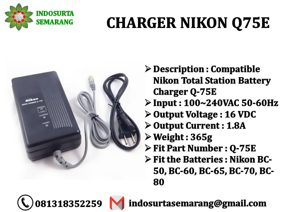 Jual Charger Baterai Total Station Nikon Q-75E di Semarang
