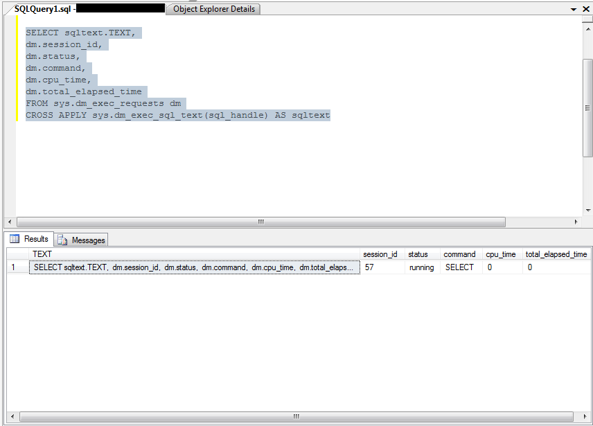 SQL Server Query - To find the Active Running Transactions on SQL Server.