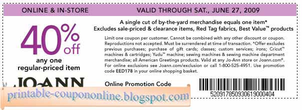 Printable Coupons 2018: Joann Coupons