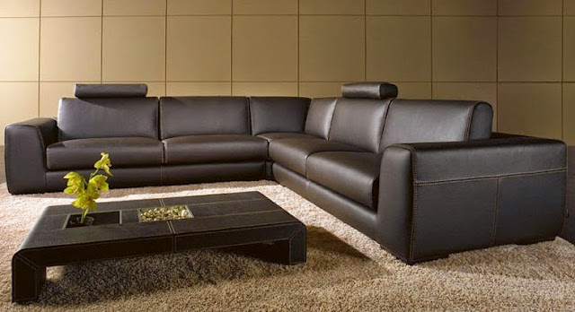 Dark Brown Leather Sectional Sofa