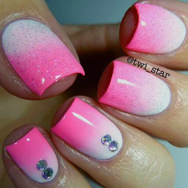 twi-star | Nail Art Blog: Pink Gradient Glitter Nails using China Glaze ...