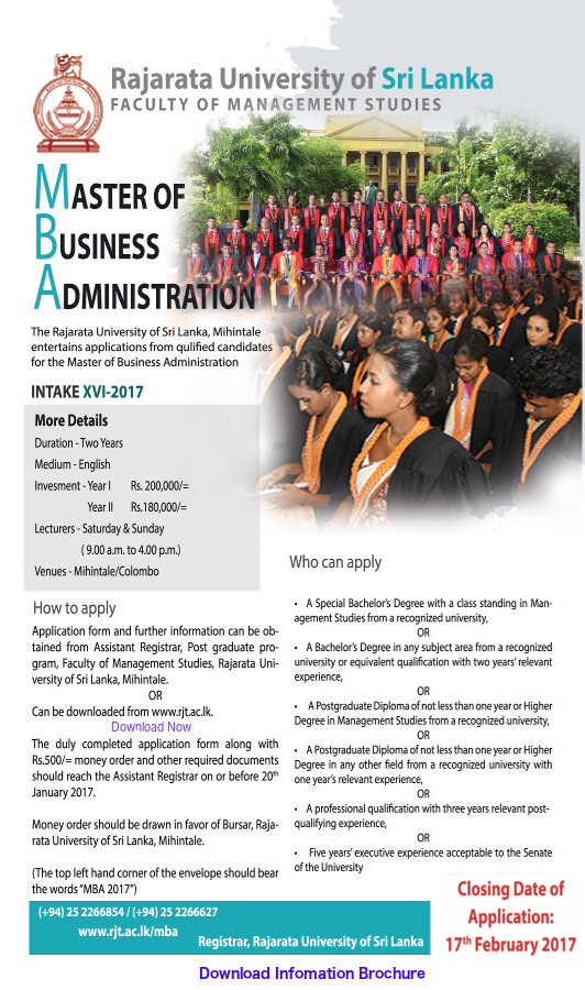 application-called-for-master-of-business-administration-university-of-rajarata-closing-date