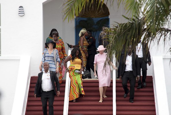 Queen Margrethe welcomed by President of Ghana, Nana Addo Dankwa Akufo-Addo at the Flagstaff House