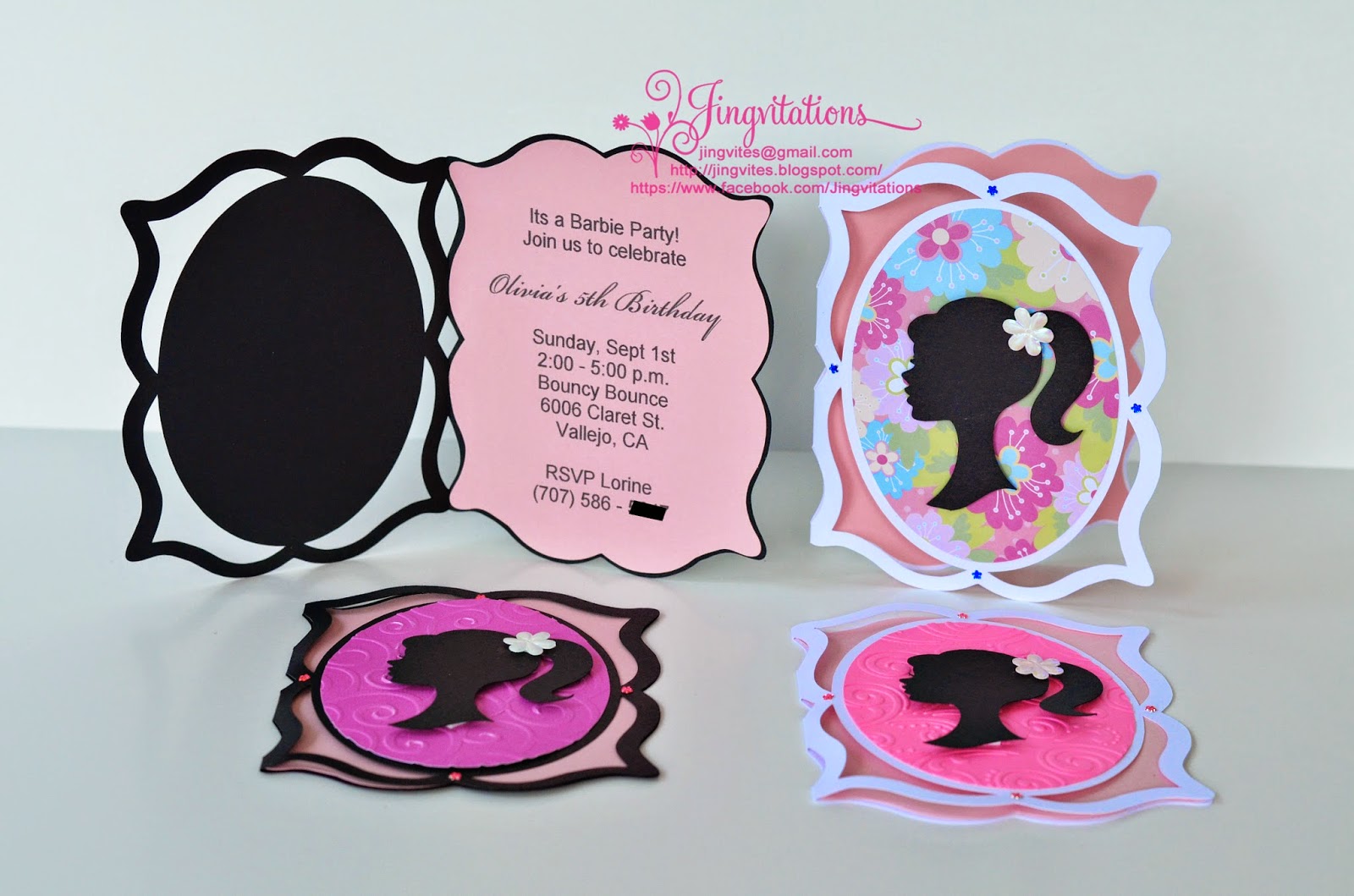 Jingvitations Silhouette Cameo Barbie Cricut Frame Birthday Invitations