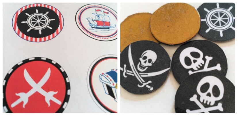 juego memoria, memory game, pirata, tesoro pirata, monedas de oro, diy