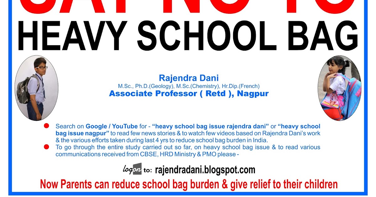 Heavy School Bags Say No To Heavy School Bag Parents can now reduce