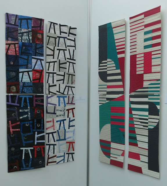art-tex exhibition at Nadelwelt Karlsruhe 2018 - quilts by Patricia Fuentes and Sophie Zaugg