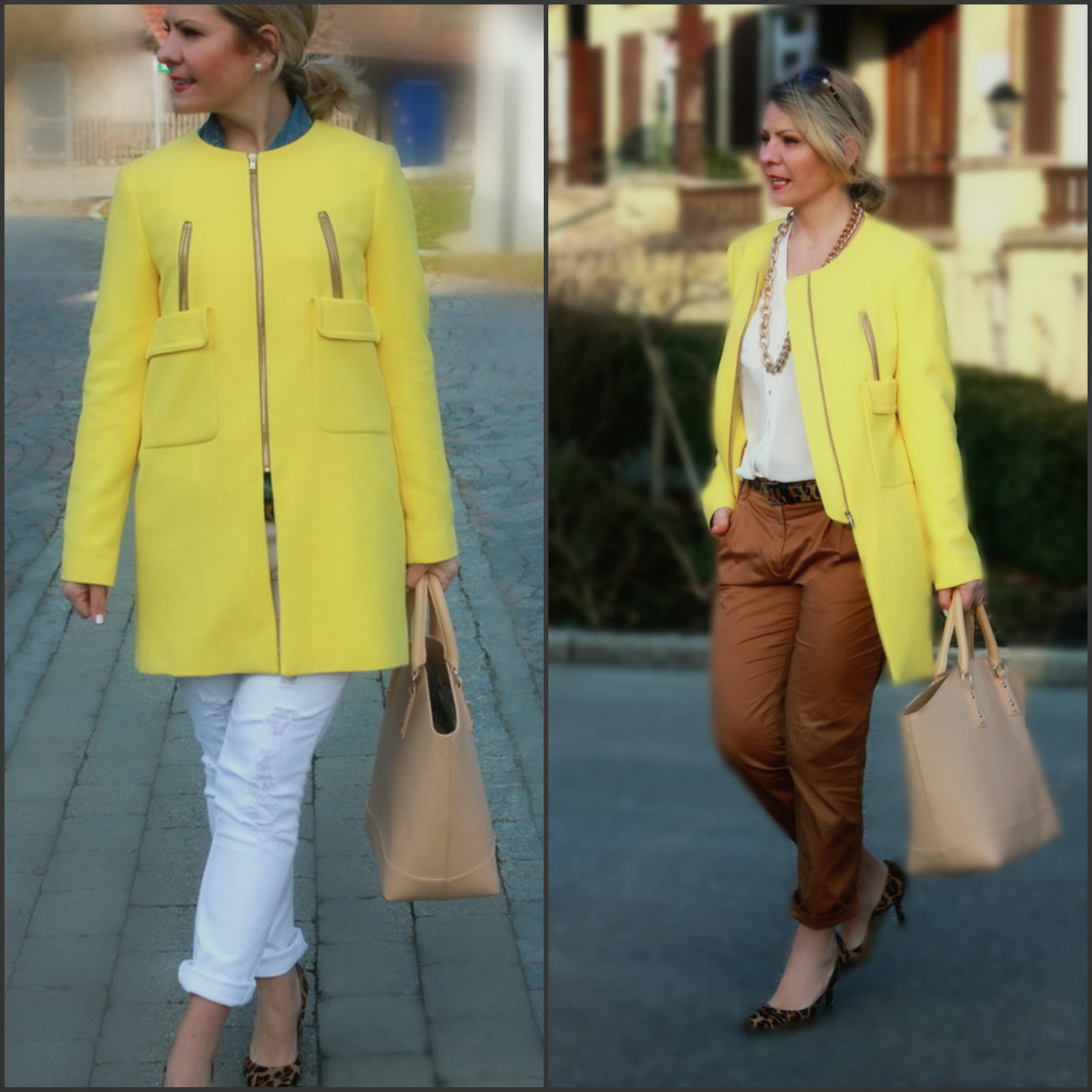 fleurani: yellow coat 2 ways: Casual chic vs. business chic