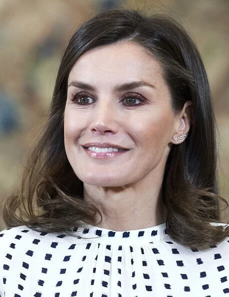 Queen Letizia wore Massimo Dutti print dress and Carolina Herrera pumps. Carlos Fitz-James Stuart, Duke of Alba