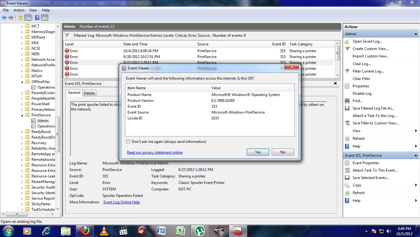 Troubleshooting Windows Errors And Solutions PrintService event 315