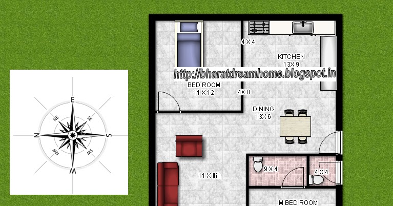 Bharat Dream Home: 2 Bedroom Floorplan,700 Sq Ft,West Facing