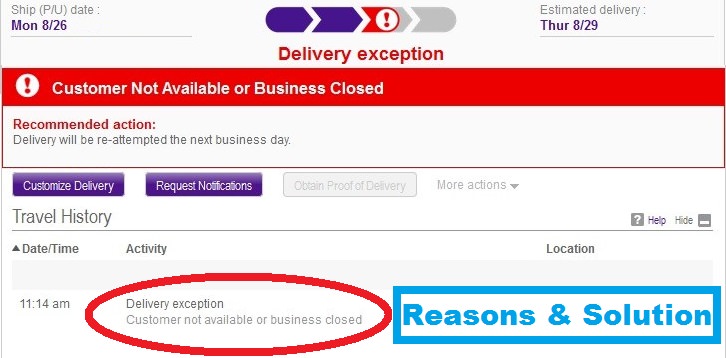 FedEx delivery exception customer not available or business closed