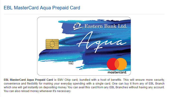 EBL MasterCard Aqua Prepaid Card 