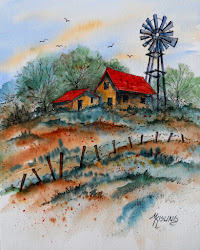 watercolor ink windmill country sold martha kisling