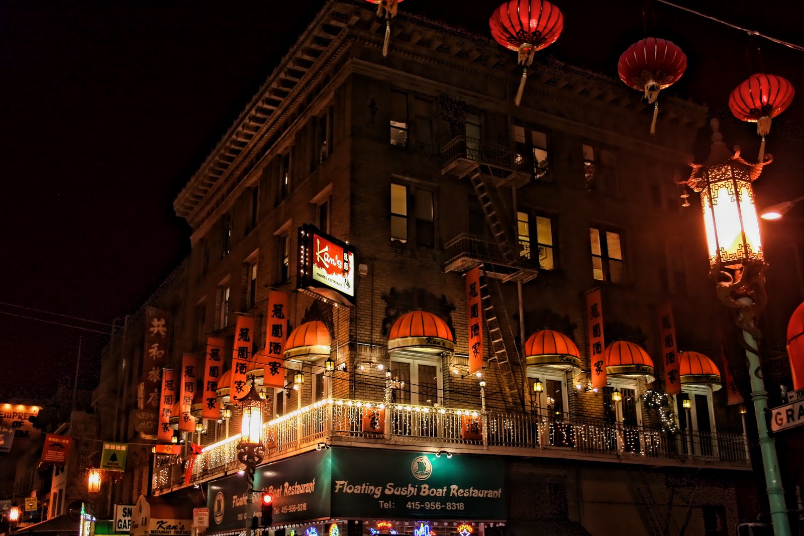 The Floating Sushi Boat Restaurant on the corner of Clay and Sacramento