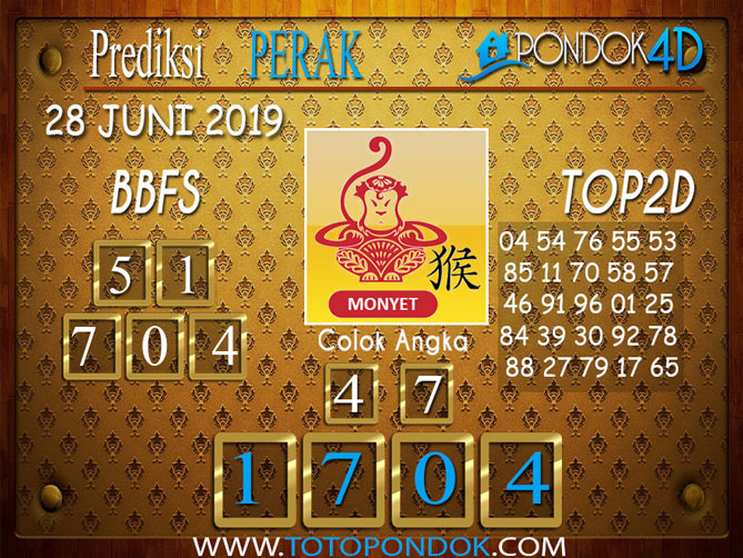 Prediksi Togel PERAK PONDOK4D 28 JUNI 2019