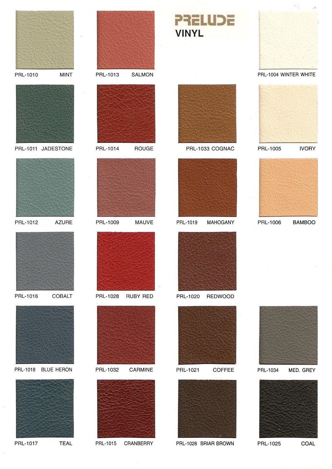 Leather Colors Chart