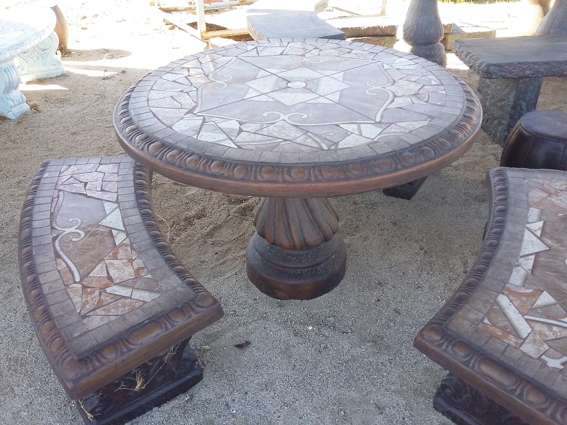 TKT GARDEN Arte en su Jardin COMEDOR DE CEMENTO/MESA Y BANCAS DE