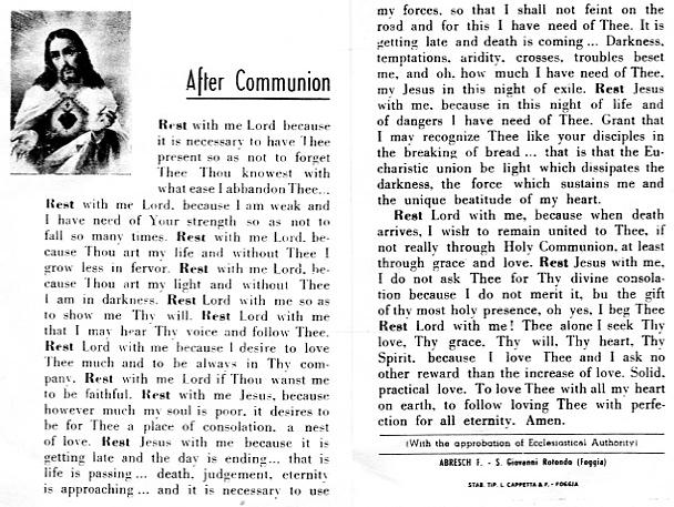 Little Plant of St. Francis: St. Padre Pio's After Communion Prayer