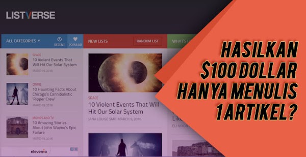 Cara Dapatkan Penghasilan $100 Dollar di Internet dengan Hanya Menulis 1 Artikel