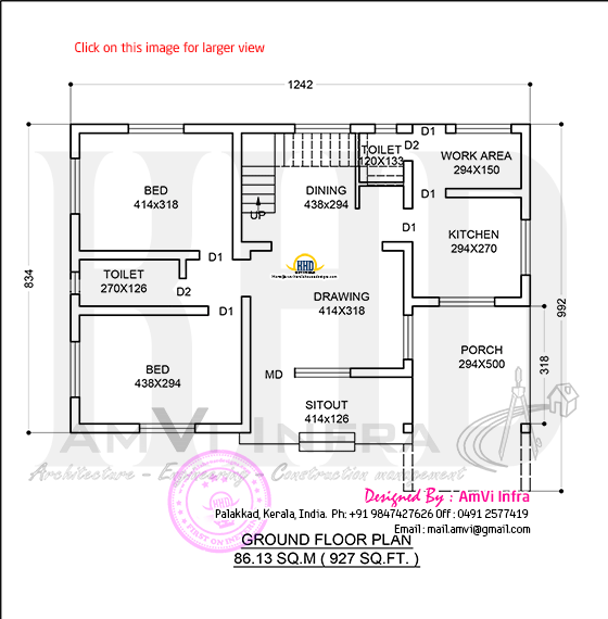 Kerala model home design in 1329 sq-feet | Home Kerala Plans
